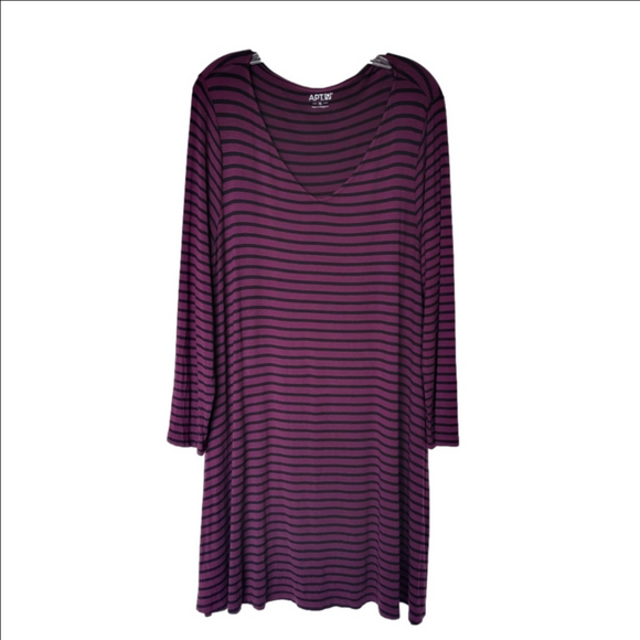 Apt. 9 Dresses & Skirts - Apt. 9 Women's Long Sleeve Dress in Purple and Black Stripes